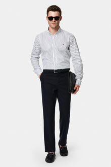 Koyu Lacivert Regular Fit Standart Kesim Yan Cepli Lyocell Pamuk Karışımlı Kanvas / Chino Pantolon