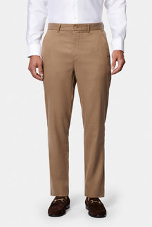 Orta Bej Regular Fit Standart Kesim Yan Cepli Lyocell Pamuk Karışımlı Kanvas / Chino Pantolon