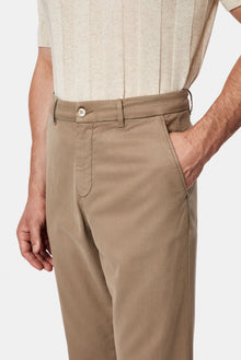 Orta Bej Relaxed Fit Rahat Kesim Lyocell Karışımlı Yan Cepli Kanvas / Chino Pantolon