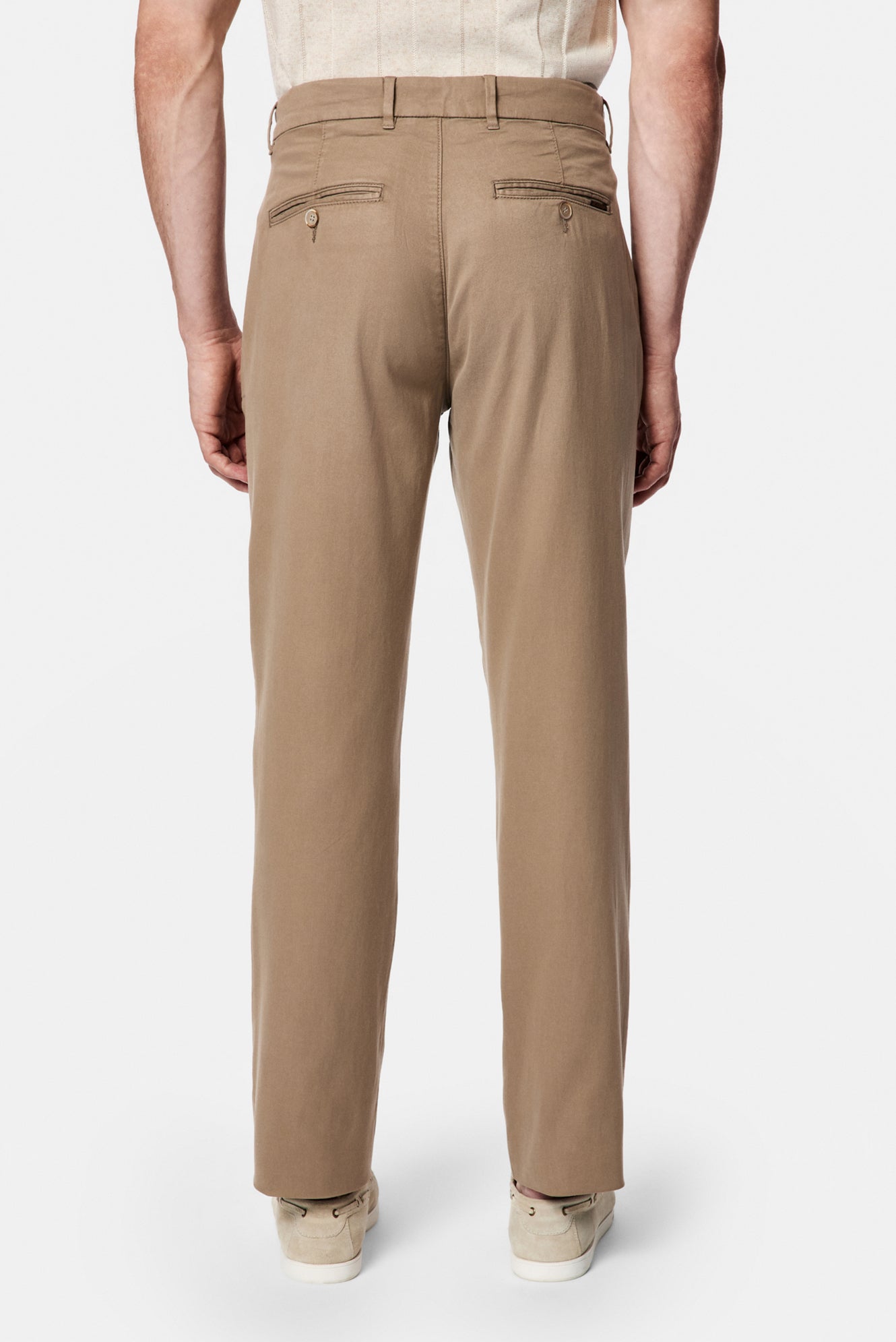 Orta Bej Relaxed Fit Rahat Kesim Lyocell Karışımlı Yan Cepli Kanvas / Chino Pantolon