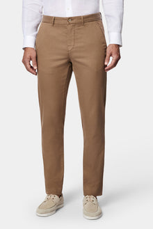 Orta Bej Slim Fit Dar Kesim Lyocell Karışımlı Yan Cepli Kanvas / Chino Pantolon