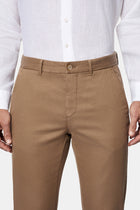 Orta Bej Slim Fit Dar Kesim Lyocell Karışımlı Yan Cepli Kanvas / Chino Pantolon