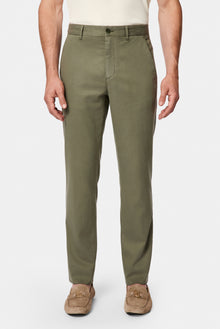Orta Haki Slim Fit Dar Kesim Lyocell Karışımlı Yan Cepli Kanvas / Chino Pantolon