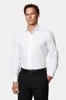 Beyaz Uzun Kol Slim Fit Klasik Desenli %100 Pamuk Gömlek