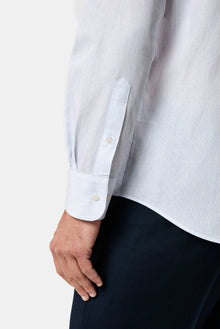Orta Lacivert Uzun Kol Slim Fit Klasik Çizgili %100 Pamuk Gömlek