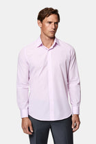 Pembe Uzun Kol Slim Fit Klasik Çizgili %100 Pamuk İtalyan Gömlek