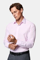 Pembe Uzun Kol Slim Fit Klasik Çizgili %100 Pamuk İtalyan Gömlek
