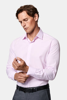 Pembe Uzun Kol Slim Fit Klasik Çizgili %100 Pamuk İtalyan Gömlek