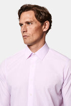 Pembe Uzun Kol Slim Fit Klasik Çizgili %100 Pamuk İtalyan Gömlek