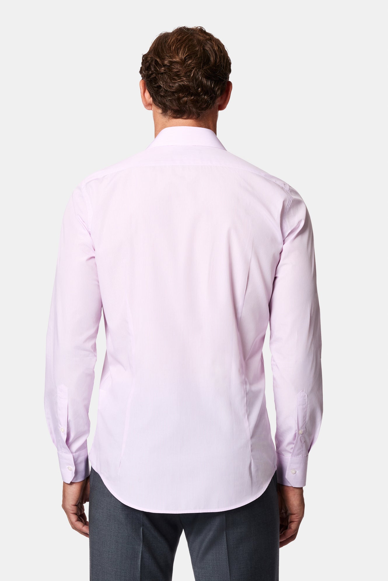 Pembe Uzun Kol Slim Fit Klasik Çizgili %100 Pamuk İtalyan Gömlek