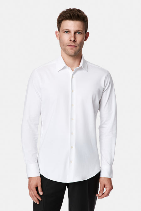 Beyaz Uzun Kol Slim Fit Klasik İtalyan Pamuklu Esnek Gömlek