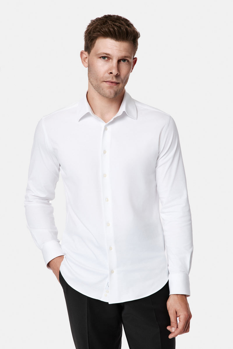 Beyaz Uzun Kol Slim Fit Klasik İtalyan Pamuklu Esnek Gömlek