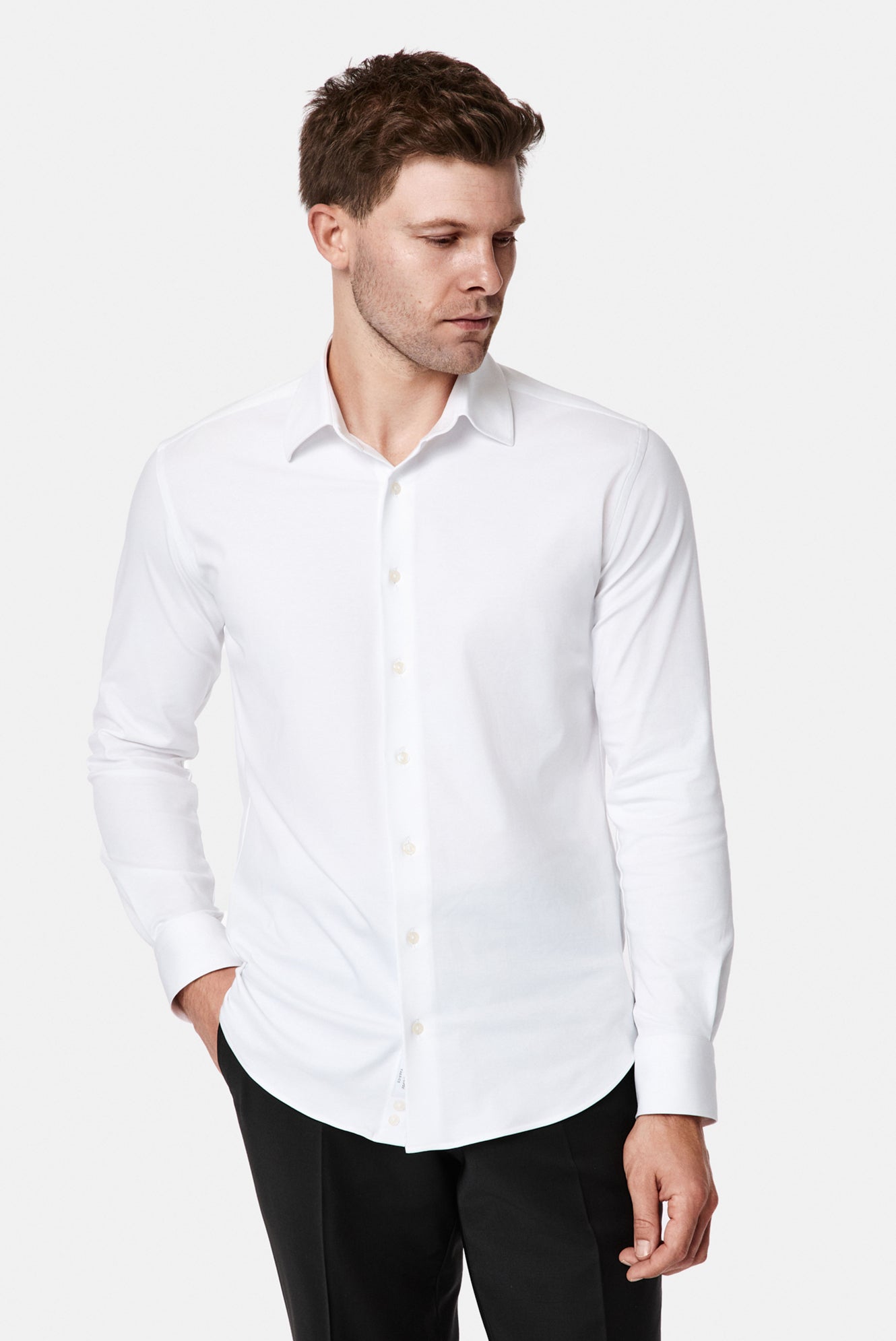 Beyaz Uzun Kol Slim Fit Klasik İtalyan Pamuklu Esnek Gömlek