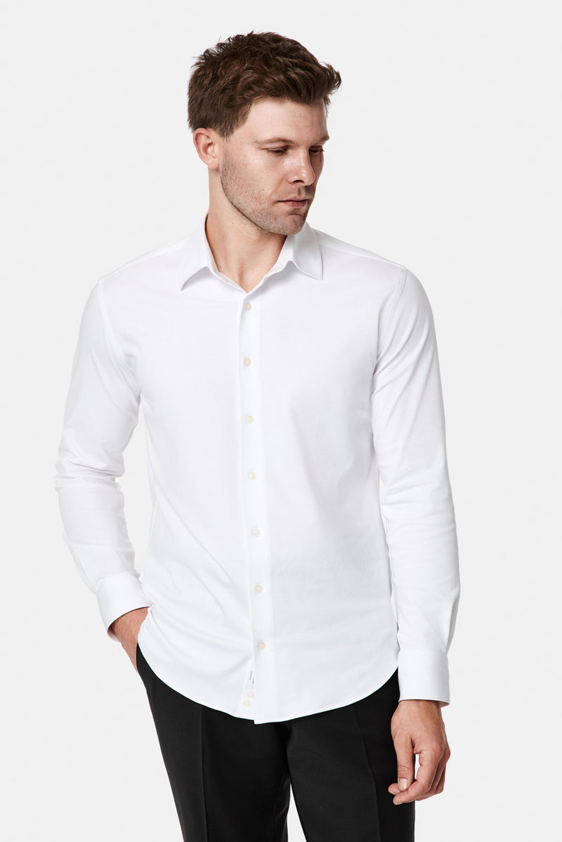 Beyaz Uzun Kol Slim Fit Klasik İtalyan Pamuklu Esnek Gömlek
