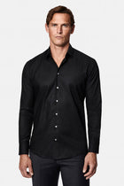 Siyah Uzun Kol Slim Fit Klasik Non Iron Ütü Gerektirmeyen Desenli %100 Pamuk Gömlek