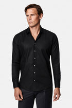 Siyah Uzun Kol Slim Fit Klasik Non Iron Ütü Gerektirmeyen Desenli %100 Pamuk Gömlek