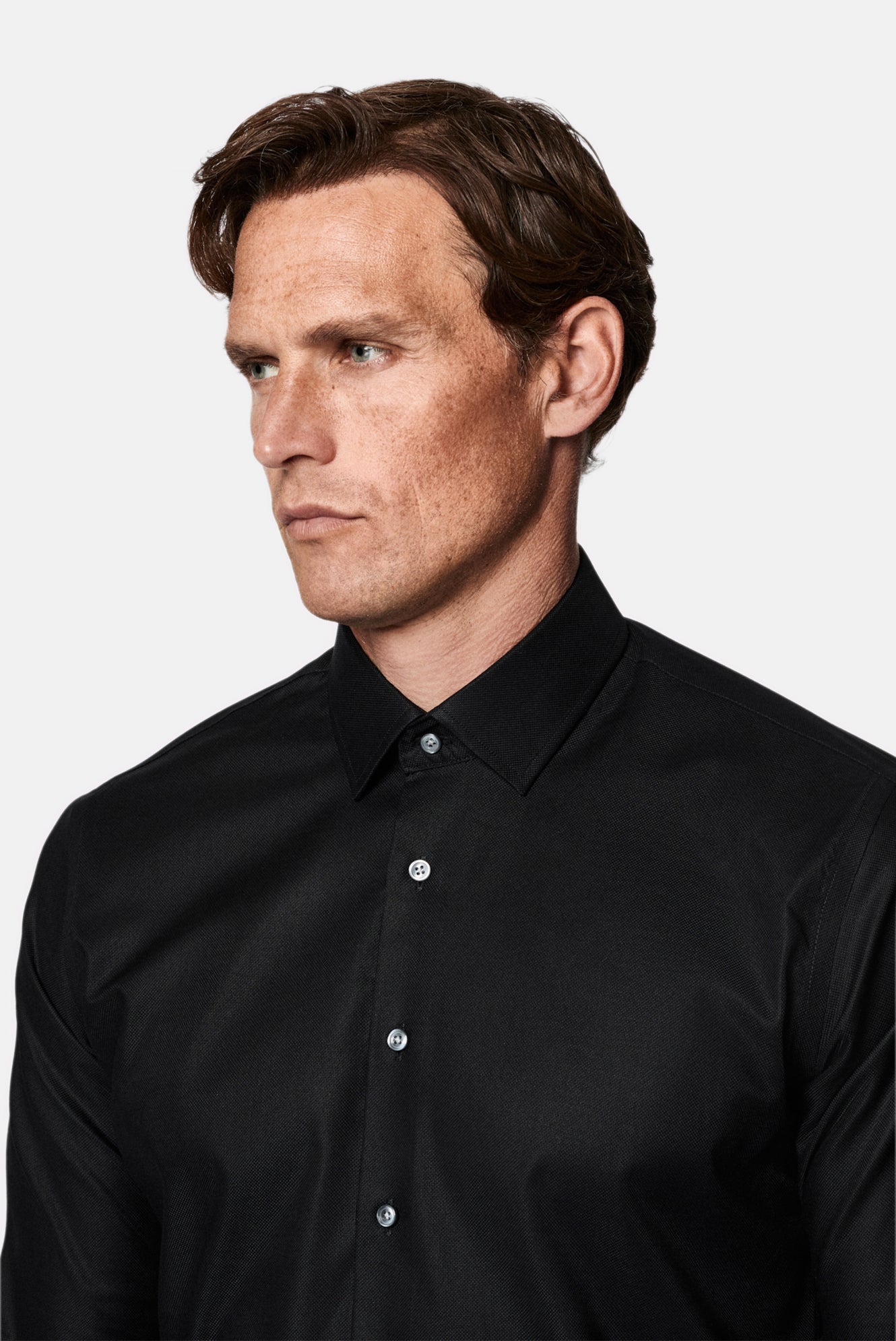 Siyah Uzun Kol Slim Fit Klasik Non Iron Ütü Gerektirmeyen Desenli %100 Pamuk Gömlek