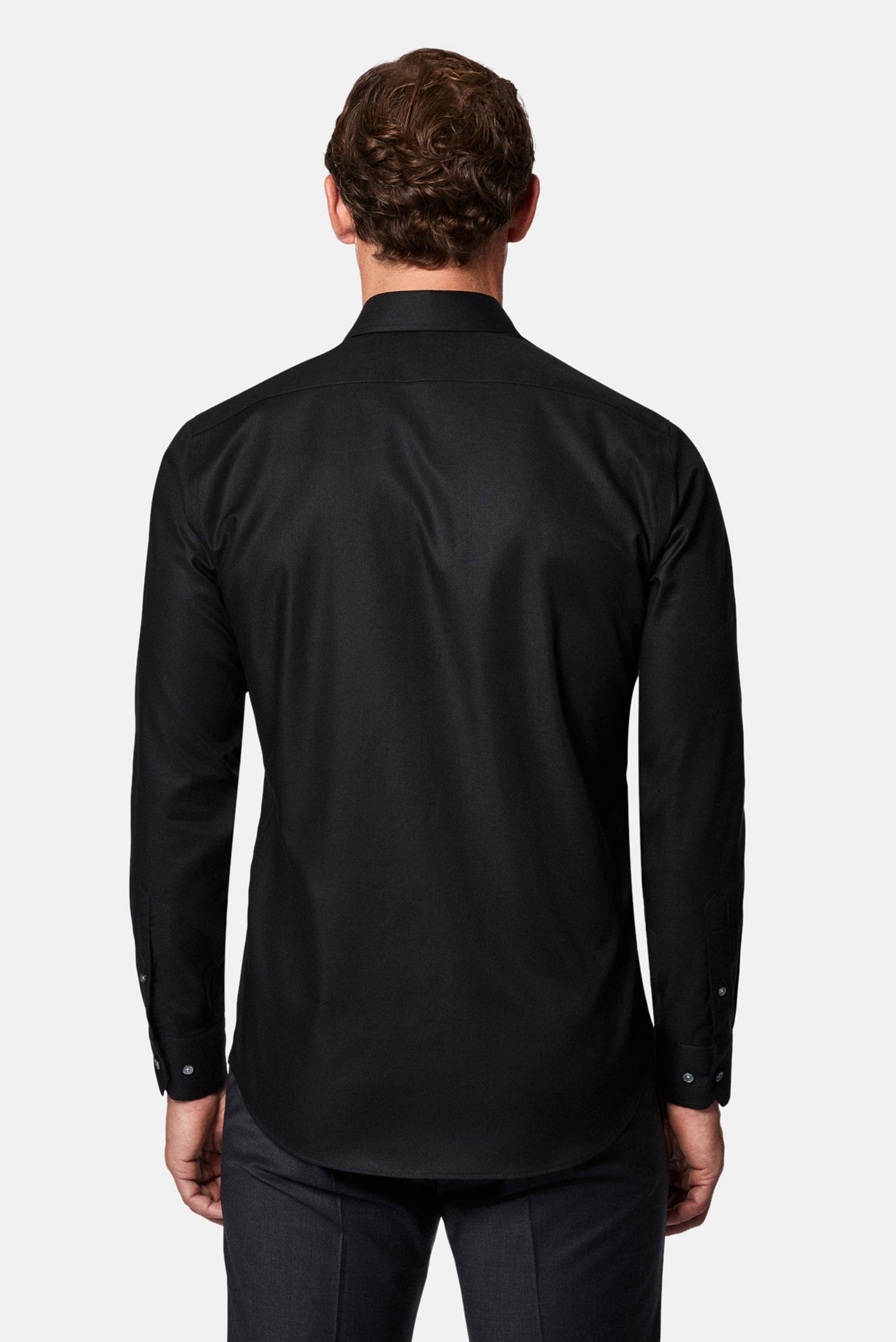 Siyah Uzun Kol Slim Fit Klasik Non Iron Ütü Gerektirmeyen Desenli %100 Pamuk Gömlek