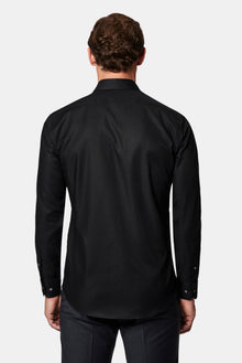 Siyah Uzun Kol Slim Fit Klasik Non Iron Ütü Gerektirmeyen Desenli %100 Pamuk Gömlek