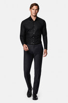 Siyah Uzun Kol Slim Fit Klasik Non Iron Ütü Gerektirmeyen Desenli %100 Pamuk Gömlek