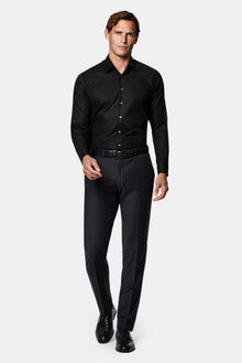 Siyah Uzun Kol Slim Fit Klasik Non Iron Ütü Gerektirmeyen Desenli %100 Pamuk Gömlek
