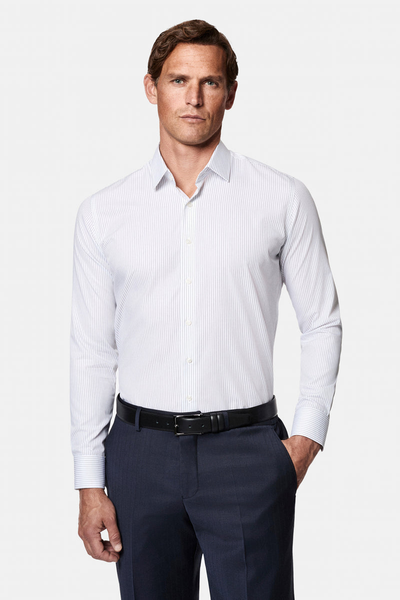 Siyah Uzun Kol Slim Fit Klasik Non Iron Ütü Gerektirmeyen Çizgili %100 Pamuk Gömlek