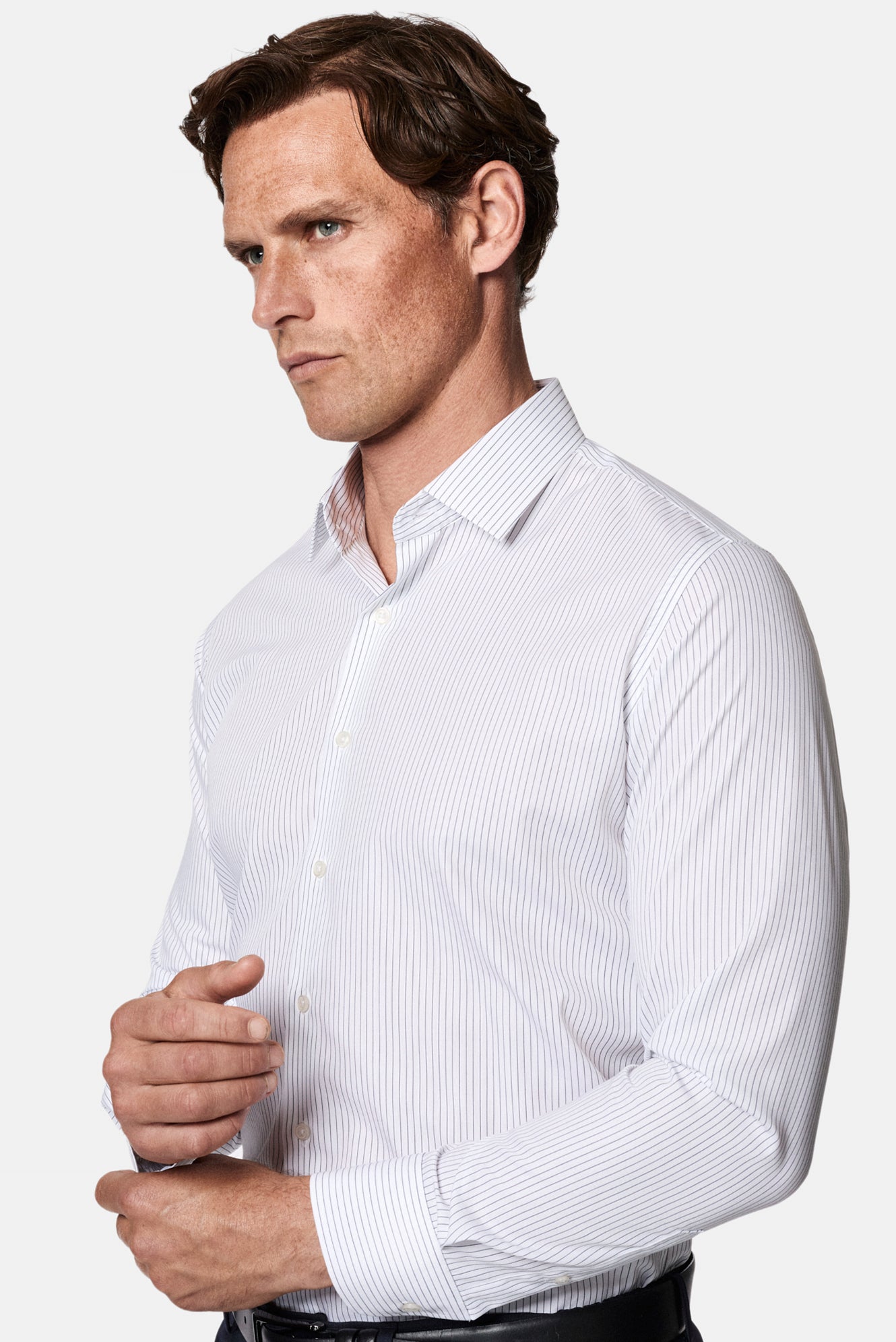 Siyah Uzun Kol Slim Fit Klasik Non Iron Ütü Gerektirmeyen Çizgili %100 Pamuk Gömlek