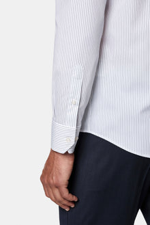 Siyah Uzun Kol Slim Fit Klasik Non Iron Ütü Gerektirmeyen Çizgili %100 Pamuk Gömlek