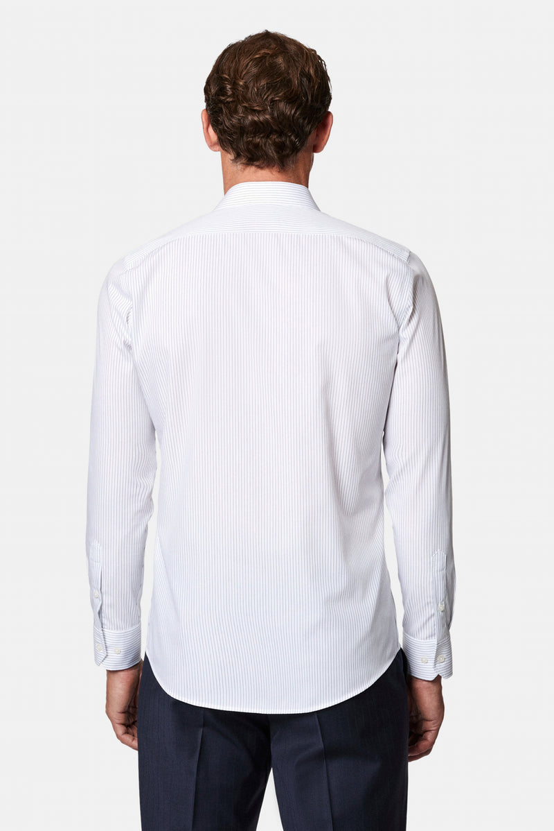 Siyah Uzun Kol Slim Fit Klasik Non Iron Ütü Gerektirmeyen Çizgili %100 Pamuk Gömlek