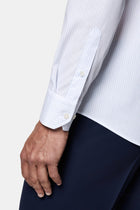 Açık Mavi Uzun Kol Slim Fit Klasik Non Iron Ütü Gerektirmeyen Çizgili %100 Pamuk Gömlek
