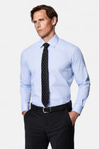 Mavi Uzun Kol Slim Fit Klasik İtalyan Çizgili %100 Pamuk Gömlek
