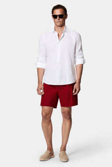 Koyu Bordo Regular Fit Beli Bağcıklı Düz Çantalı Deniz Şortu