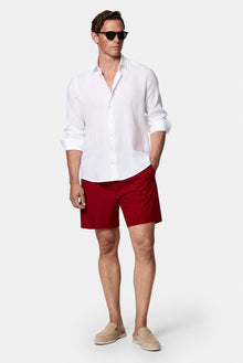 Koyu Bordo Regular Fit Beli Bağcıklı Düz Çantalı Deniz Şortu