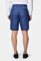 Açık Lacivert Straight Wide Leg %100 Keten Yan Cepli Bermuda Şort