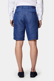 Açık Lacivert Straight Wide Leg %100 Keten Yan Cepli Bermuda Şort