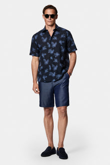 Koyu Lacivert Straight Fit Düz Bermuda Short