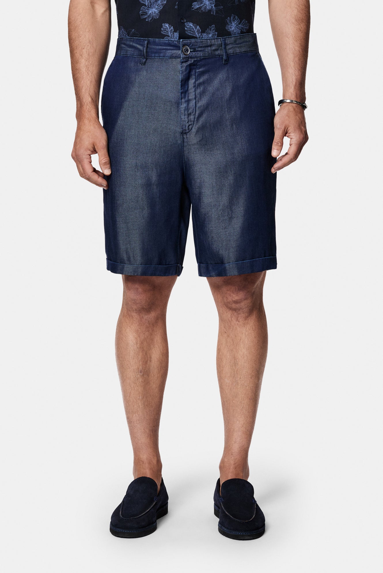 Koyu Lacivert Straight Fit Düz Bermuda Short
