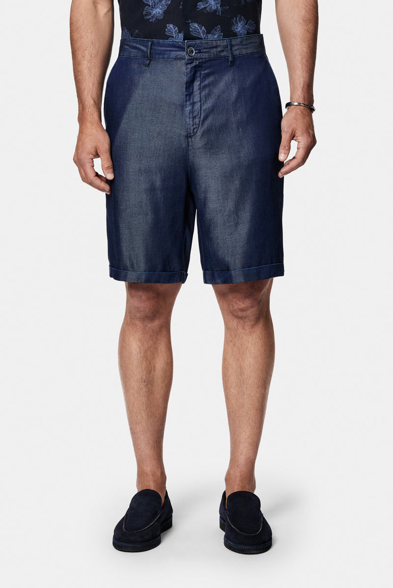 Koyu Lacivert Straight Fit Düz Bermuda Short