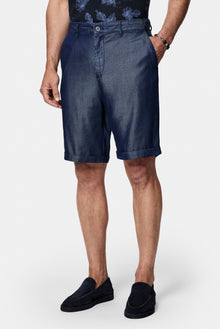 Koyu Lacivert Straight Fit Düz Bermuda Short