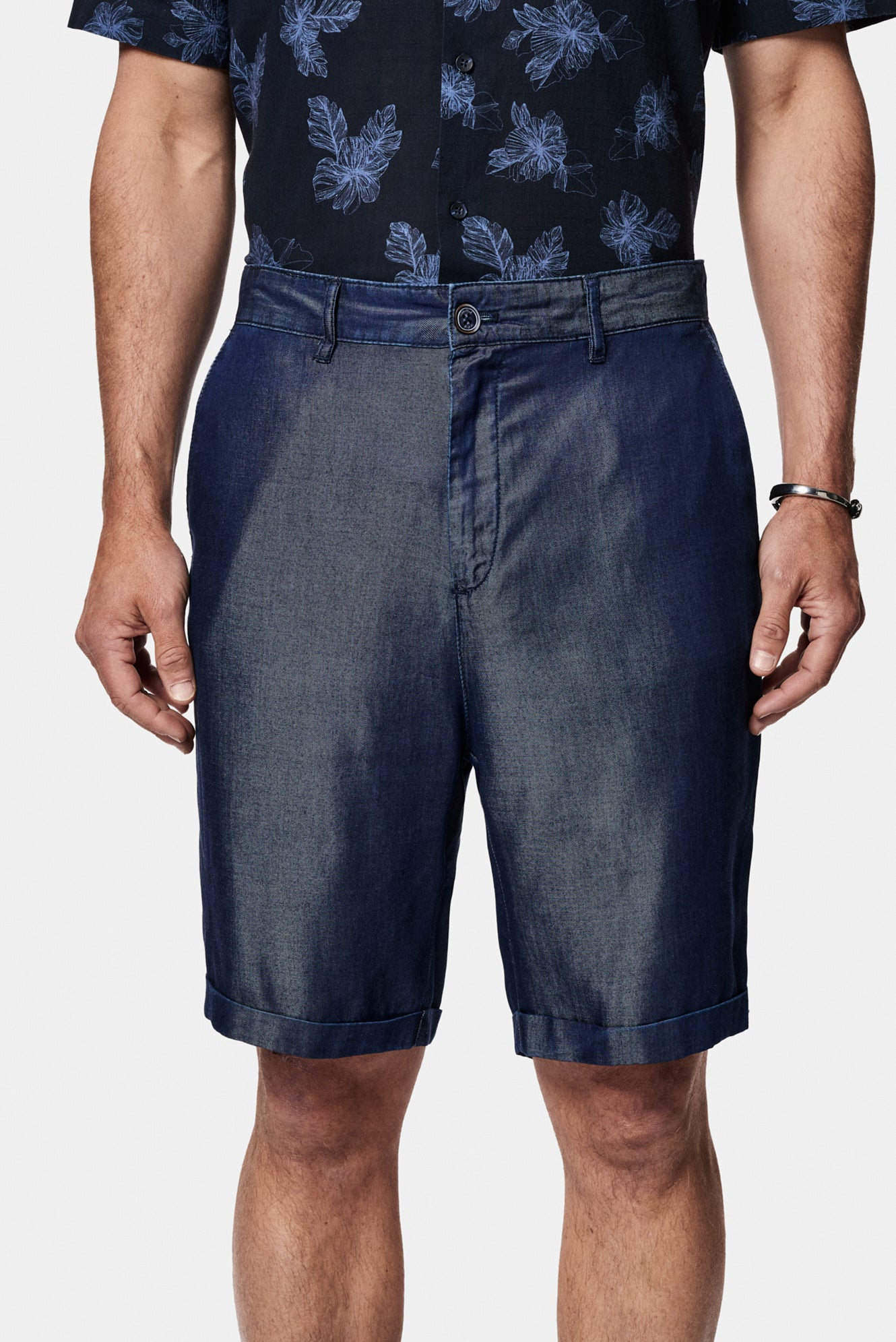 Koyu Lacivert Straight Fit Düz Bermuda Short