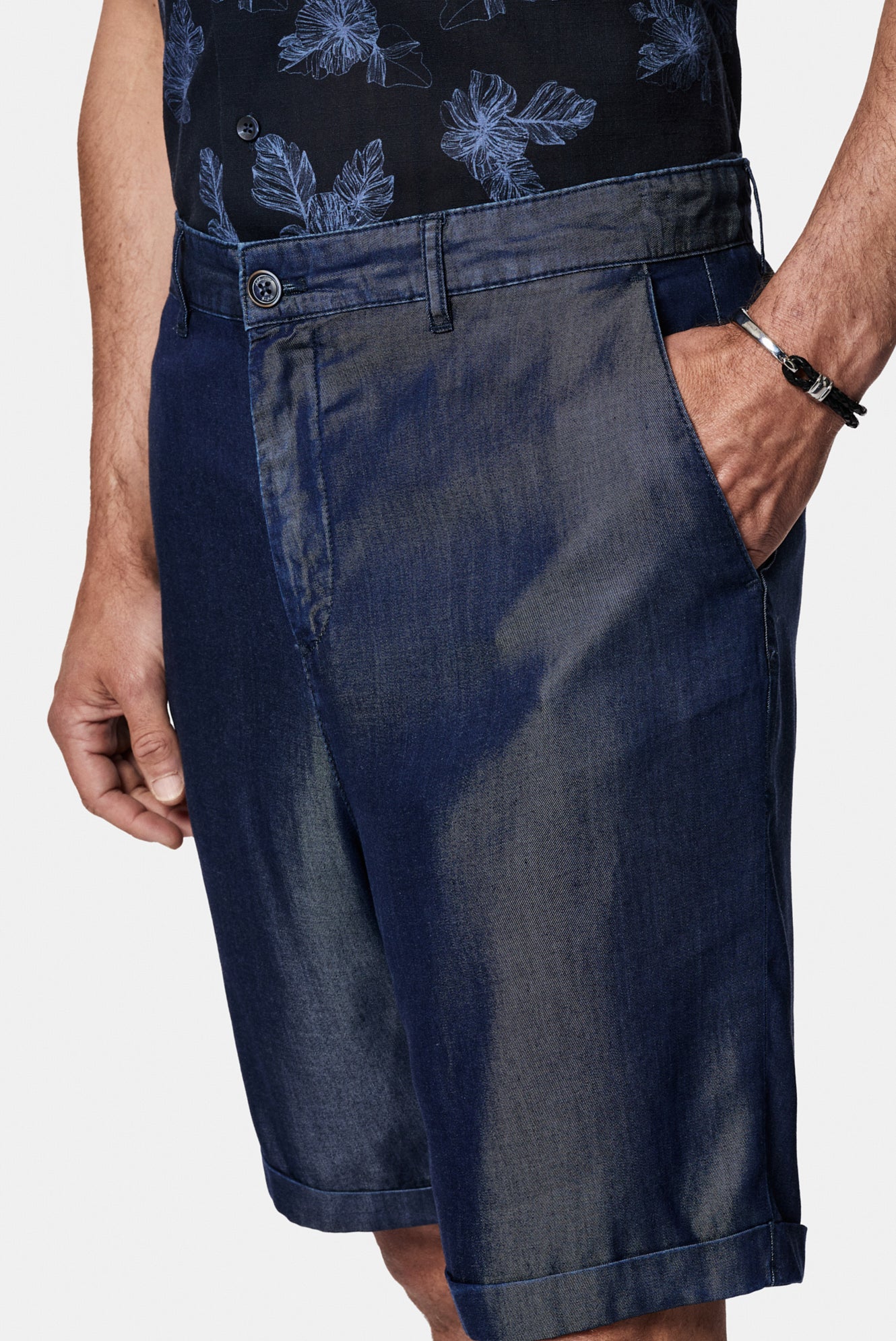 Koyu Lacivert Straight Fit Düz Bermuda Short