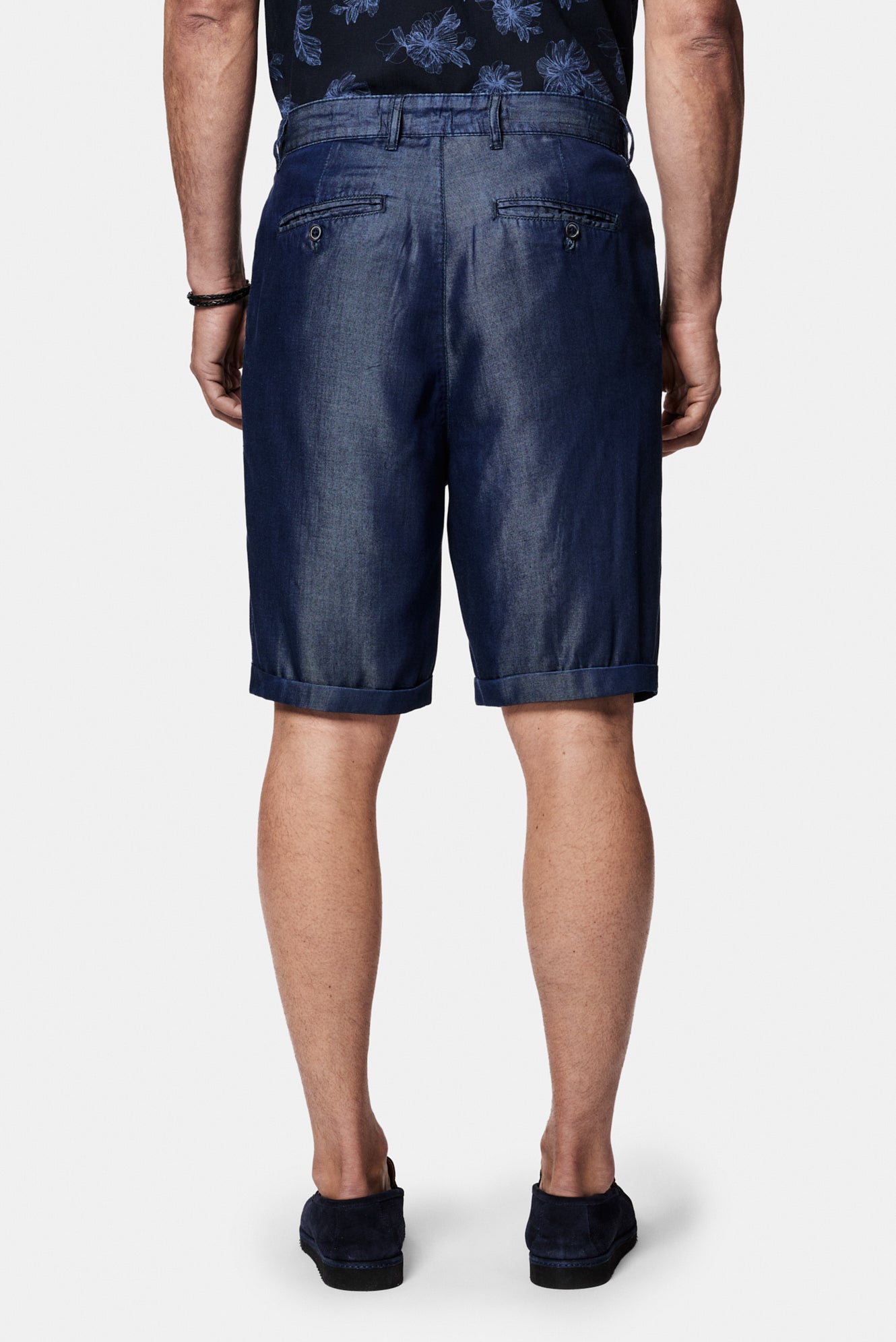 Koyu Lacivert Straight Fit Düz Bermuda Short