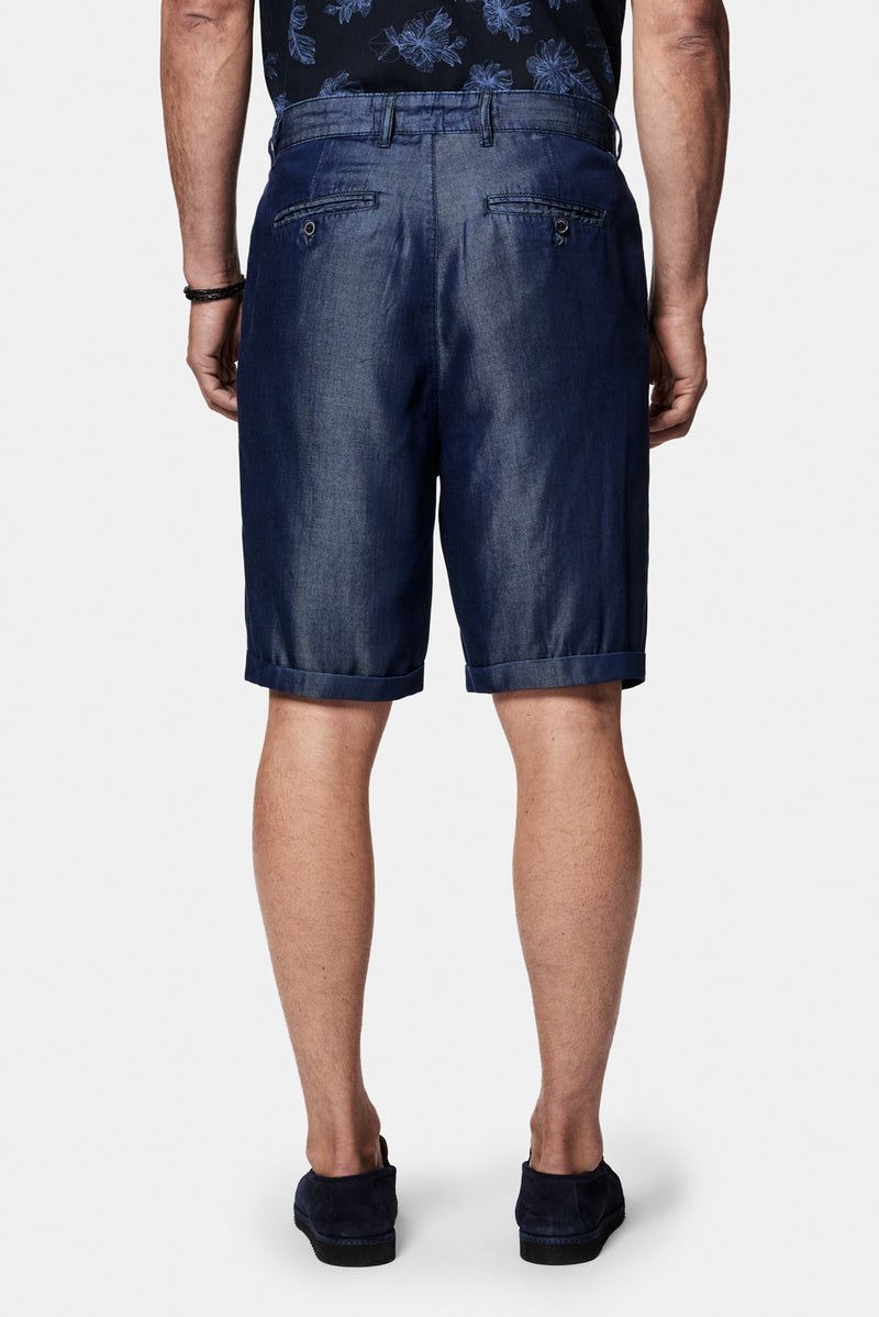 Koyu Lacivert Straight Fit Düz Bermuda Short