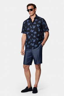 Koyu Lacivert Straight Fit Düz Bermuda Short