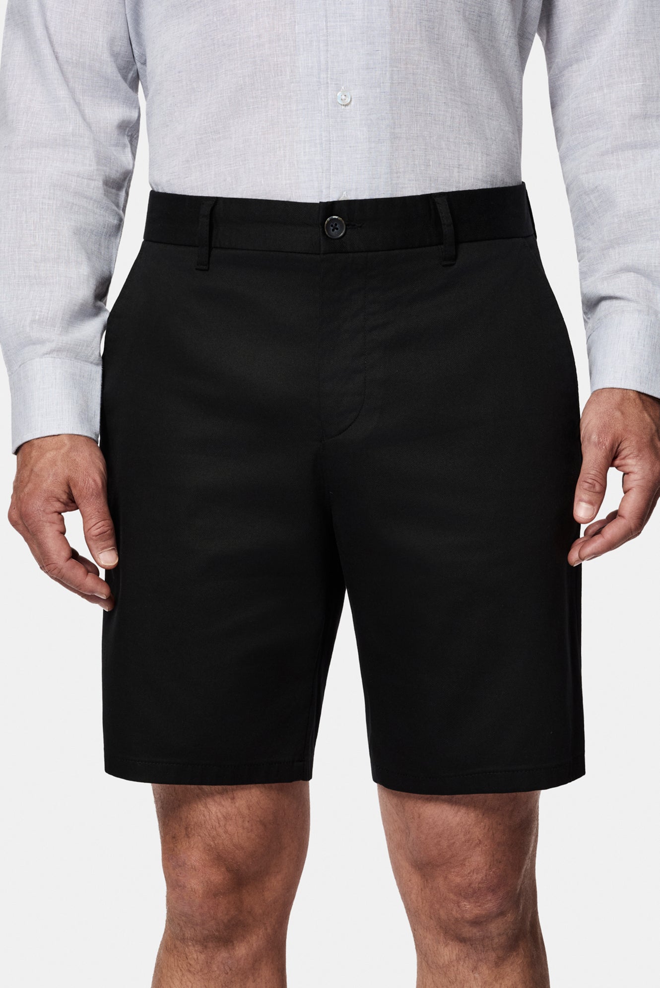 Siyah Regular Fit Standart Kesim Lyocell Karışımlı Yan Cepli Bermuda Şort