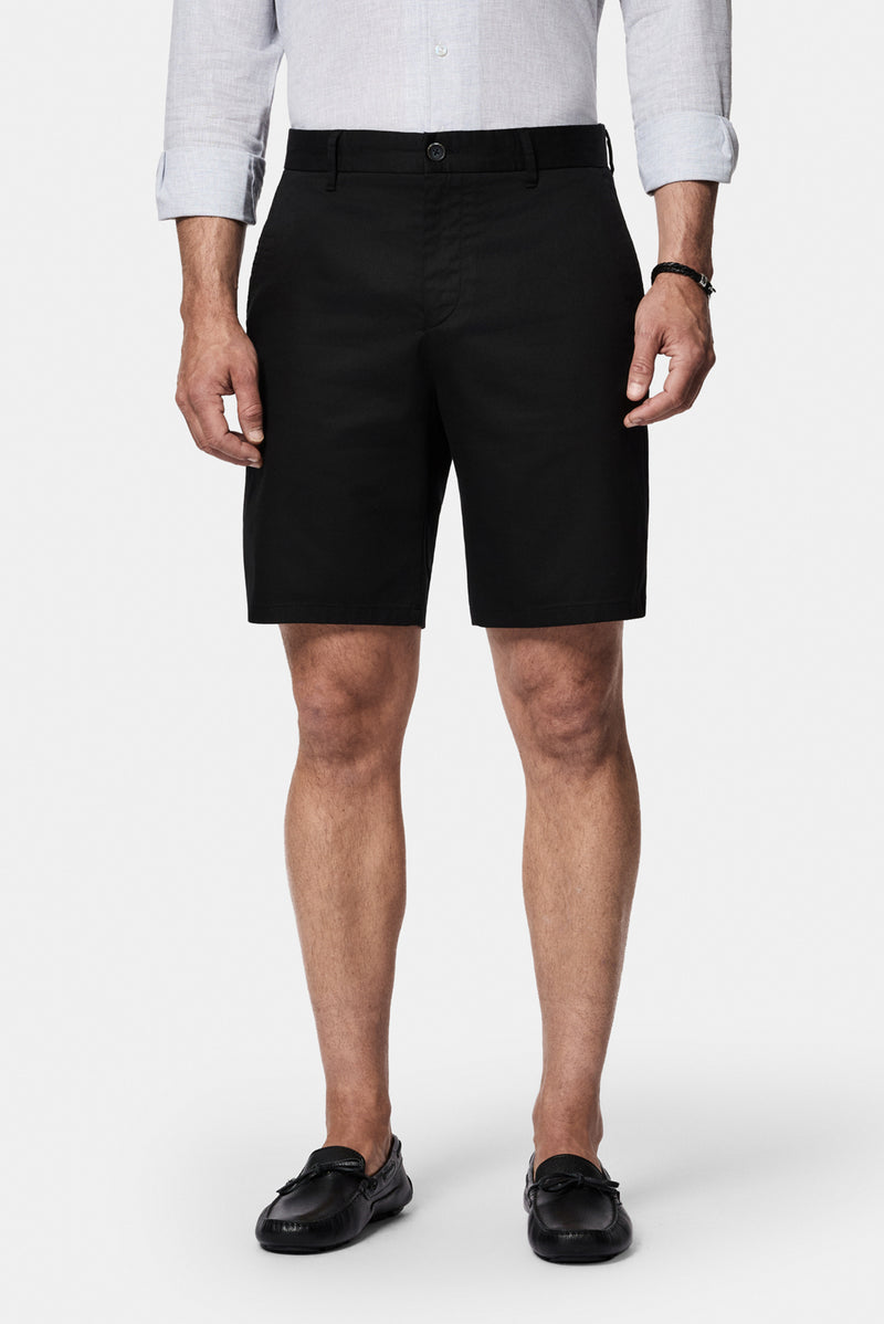 Siyah Regular Fit Standart Kesim Lyocell Karışımlı Yan Cepli Bermuda Şort