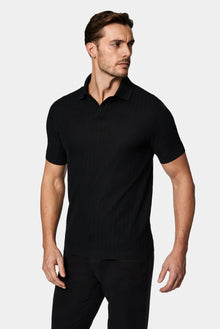 Siyah Regular Fit Desenli Polo Yaka Pamuk Merserize T-sh?rt-Abdullah Ki??l?