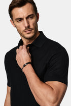 Siyah Regular Fit Desenli Polo Yaka Pamuk Merserize T-sh?rt-Abdullah Ki??l?