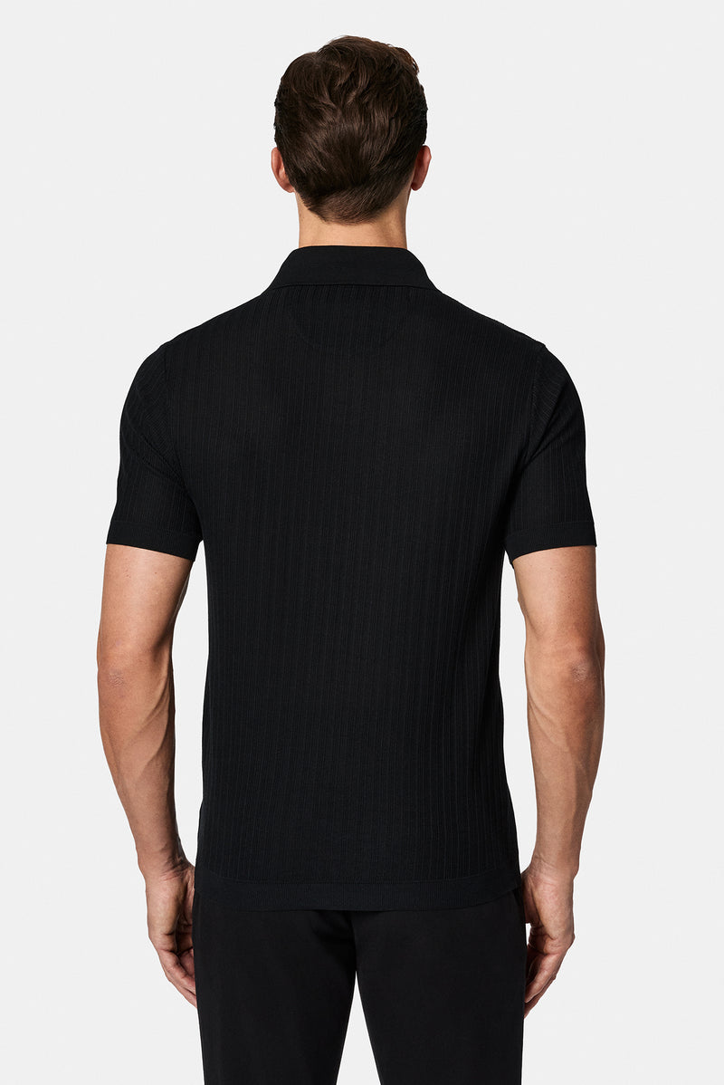 Siyah Regular Fit Desenli Polo Yaka Pamuk Merserize T-sh?rt-Abdullah Ki??l?