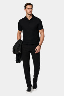 Siyah Regular Fit Desenli Polo Yaka Pamuk Merserize T-sh?rt-Abdullah Ki??l?